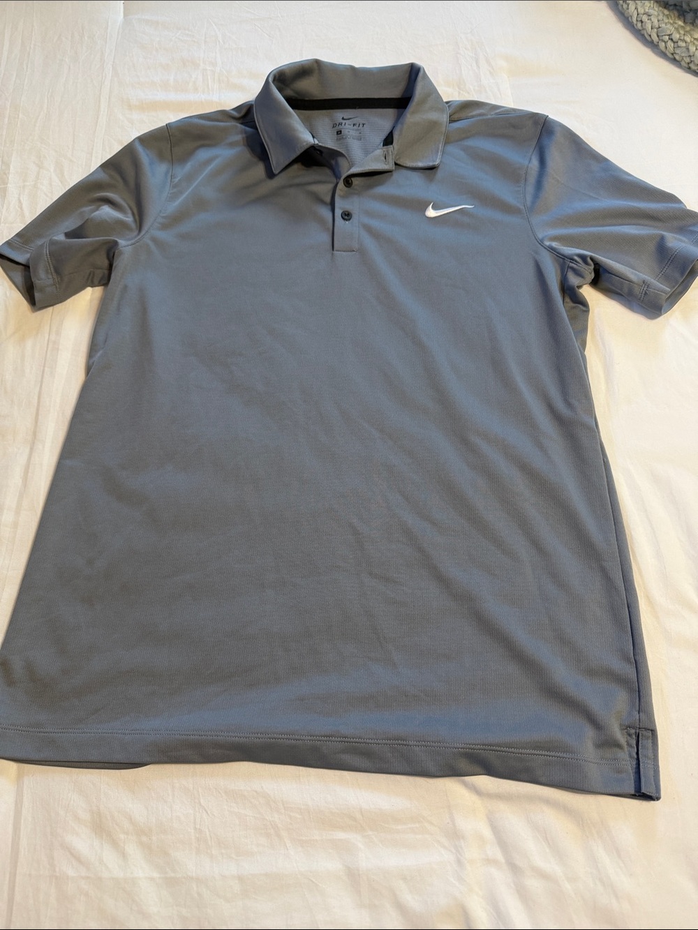 Nike Men's Dri-FIT Polo in Grey with White Swoosh med